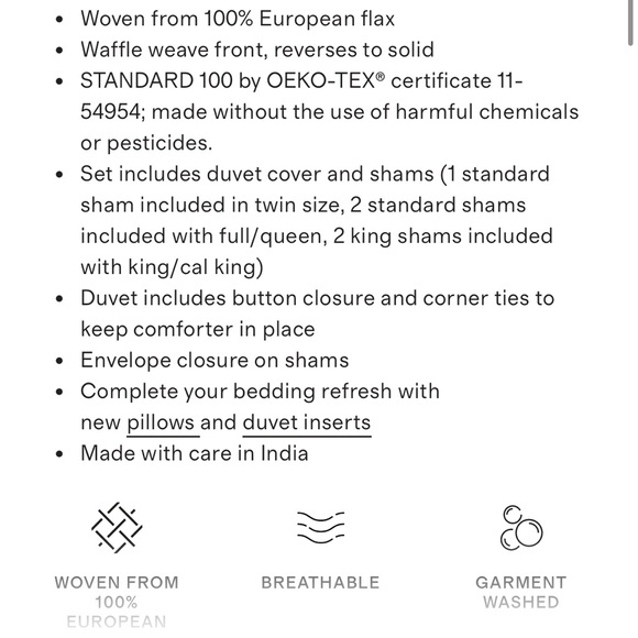 Quince Euro Linen Waffle Duvet Cover Set Queen- Aloe Green washed for softness - Picture 6 of 7